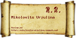 Mikolovits Urzulina névjegykártya